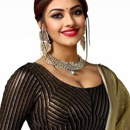 PU FASHION Plus Size Woven Design U-Neck Saree Blouse-image-25