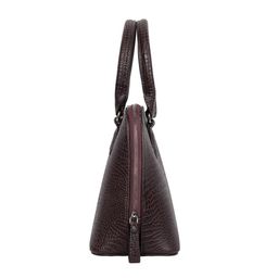 Lino Perros Coffee Brown Snakeskin Textured Structured Handheld Bag image 5