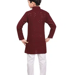 BAESD Boys Ethnic Motifs Embroidered Regular Sequinned Kurta with Pyjamas image 2