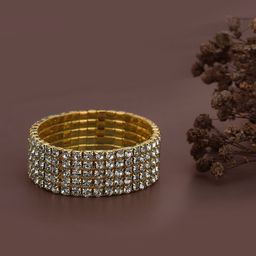 Carlton London Brass Cubic Zirconia Gold-Plated Bracelet-image-54