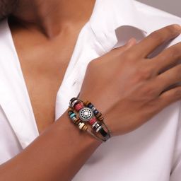 The Roadster Lifestyle Co. Men Beaded Adjustable Multistrand Bracelet-image-35