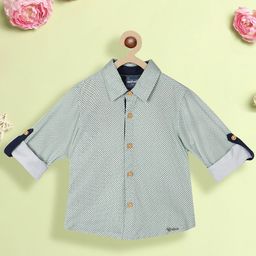 Nauti Nati Boys Standard Geometric Printed Roll Up Sleeves Pure Cotton Casual Shirt-picture-0