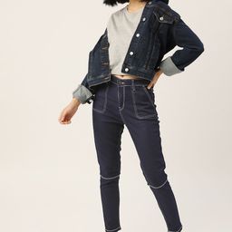 DressBerry Women Navy Blue Skinny Fit High-Rise Clean Look Stretchable Jeans-image-79