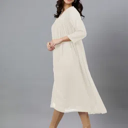 Janasya Dobby Self Design Empire Styled A-Line Chiffon Kurta image 3