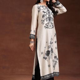 Libas Floral Printed Regular Kurta with Trousers & Dupatta image 2