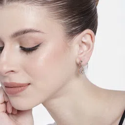 Estele Rose Gold-Plated Crystal Contemporary Drop Earrings-image-99