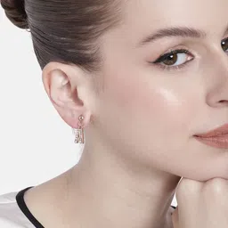 Estele Rose Gold-Plated Crystal Contemporary Drop Earrings-image-91