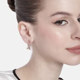Estele Rose Gold-Plated Crystal Contemporary Drop Earrings-image-92