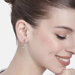 Estele Rose Gold-Plated Crystal Contemporary Drop Earrings-image-99