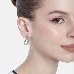 Estele Rose Gold-Plated Crystal Contemporary Drop Earrings-53