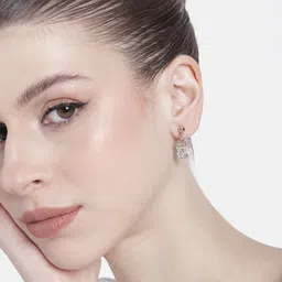 Estele Rose Gold-Plated Crystal Contemporary Drop Earrings-image-98