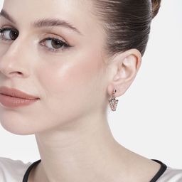 Estele Rose Gold-Plated Crystals Quirky Drop Earrings-image-36