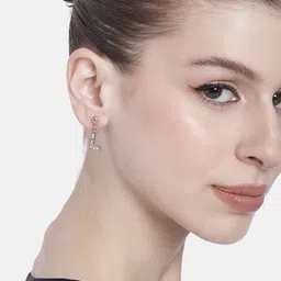 Estele Rose Gold-Plated Crystals Quirky Drop Earrings-16