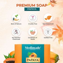 Medimade Set Of 3 Papaya Premium Beauty Soap For Youthful & Radiant Skin - 100 g Each image 5