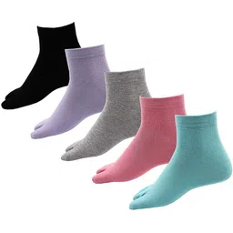 RC. ROYAL CLASS Women Pack Of 5 Solid Cotton Ankle Thumb Socks-15