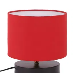 Devansh Red Wooden Traditional Cylindrical Shaped Table Lamp image 5