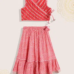 Biba Girls Red & White Printed Ready to Wear Lehenga & Choli-picture-28