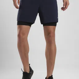 Reebok Men Navy Solid Running Essentials Two-in-One Shorts-picture-32