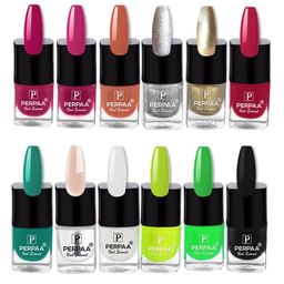PERPAA Set Of 12 Trendy Quick-Drying Gel Based Nail Polish 5 ml Each - Combo No 12-17