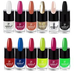 PERPAA Set Of 12 Trendy Quick-Drying Gel Based Nail Polish 5 ml Each - Combo No 24-18