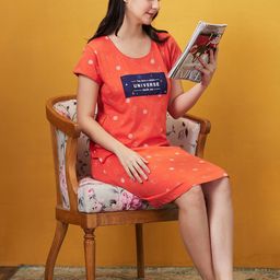 AV2 Geometric Printed Pure Cotton T-shirt Nightdress-image-83