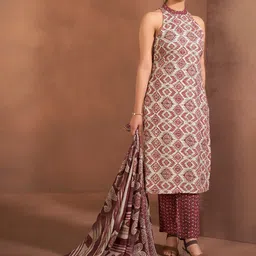 Anouk Floral Embroidered Anarkali Kurta With Trouser And Dupatta image 4