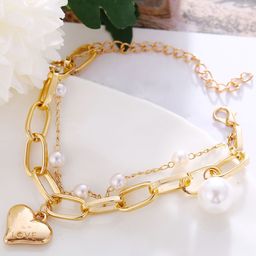 Peora Women Gold-Toned & Off White Pearls Gold-Plated Charm Bracelet-12