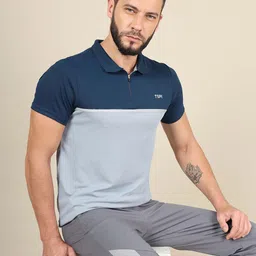 Technosport Colourblocked Polo Collar Rapid-Dry Slim Fit Moisture-Wicking Active T-shirt-image-83