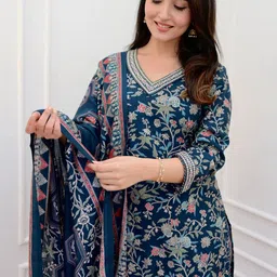 KALINI Selection Of 2 Ethnic Motifs Printed Anarkali Kurtas With Trousers And Dupattas image 5