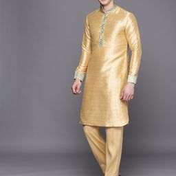Manu Men Regular Kurta with Trousers & Nehru Jacket image 5