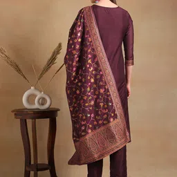 KALINI Ethnic Motifs Woven Design Regular Kurta with Trousers & With Dupatta image 2