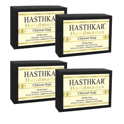 Hasthkar Set of 4 Handmade Charcoal Soap with Glycerin & Coconut Oil - 125 g Each-92