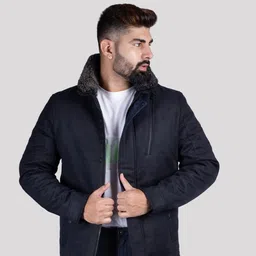 HUE & HIDE Men Colourblocked Puffer Jacket with Patchwork image 1