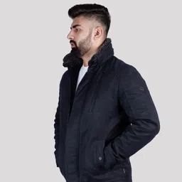 HUE & HIDE Men Colourblocked Puffer Jacket with Patchwork image 3