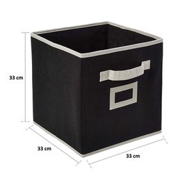 Kuber Industries Set Of 2 Black & White Fabric Foldable Large Cube Storage Boxes image 2