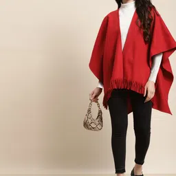 Qurvii Women Red Longline Shrug image 5