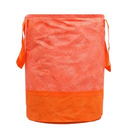 Kuber Industries Orange Laheriya Printed Waterproof Canvas Laundry Basket Organizer 45L-33