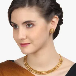 Adwitiya Collection Gold-Plated Copper Antique Necklace-80