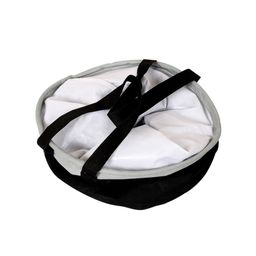Kuber Industries Set Of 2 Grey & Black Printed Round Foldable Laundry Baskets With Handles image 5