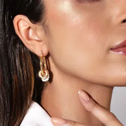 Rubans Voguish Gold Plated Circular Hoop Earrings-4