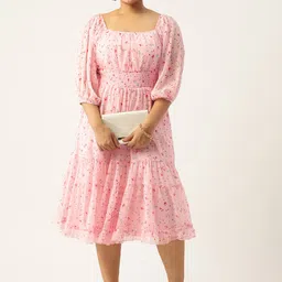 Antheaa Curve Plus Size Floral Chiffon Midi Dress image 2
