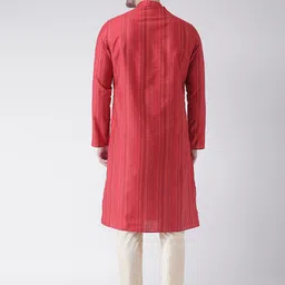 DEYANN Men Red Jacquard Self Design Kurta image 3
