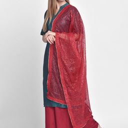 Dupatta Bazaar Women Red Sequinned Dupatta image 3