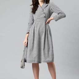 Cottinfab Glen Checked Lapel Collar Midi Blazer Dress with Tie Up Detail image 5