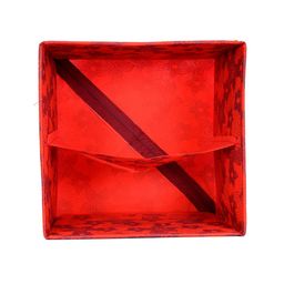 Kuber Industries Red Metalic Printed 2-Layer 3-Drawer Foldable Storage Organizer image 2