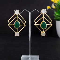 Golden Peacock Gold-Plated Geometric Drop Earrings-26