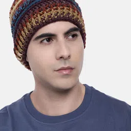 Magic Needles Women Striped Knitted Beanie-image-65