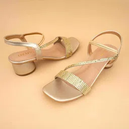 Ozuri Textured Open Toe Block Heels image 5