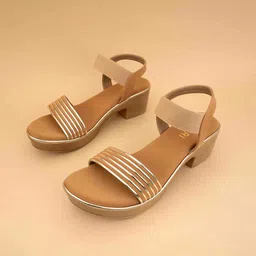 Ozuri Textured Open Toe Block Heels image 3