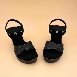 Ozuri Textured Open Toe Block Heels image 3